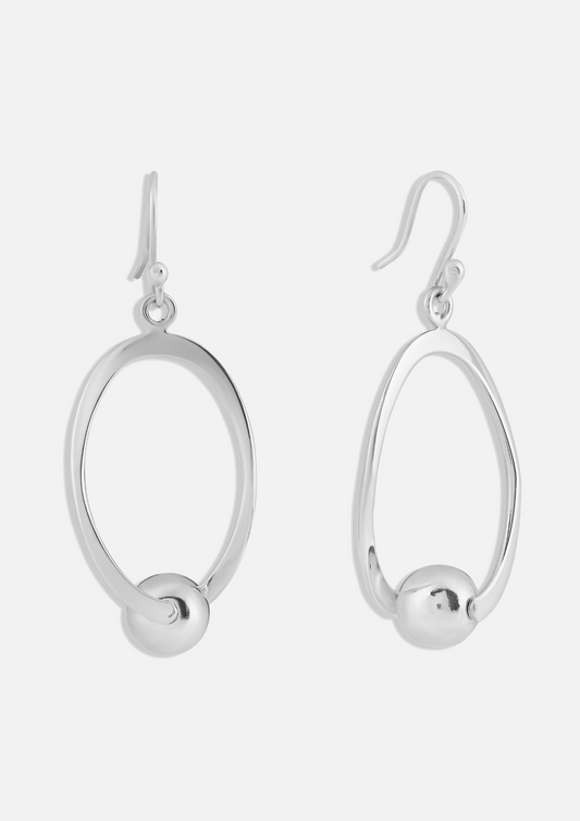 Oval and Ball Drop Earrings