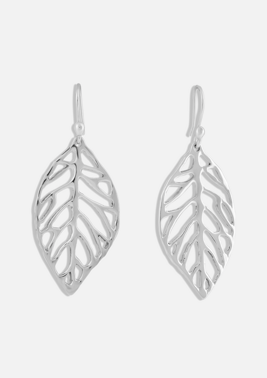 Sculptured Leaf Drop Earrings