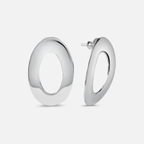 Outline Oval Stud Earrings in Sterling Silver