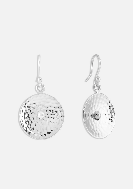 Disc Hammered Circle Dangly Earrings