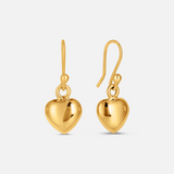 Polished Heart Drop Earrings (Small) in Gold Vermeil