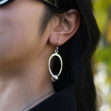 Oval and Ball Drop Earrings