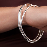 Square Edge Triple Bangle in Sterling Silver