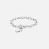 Oval Link Heart Charm Bracelet