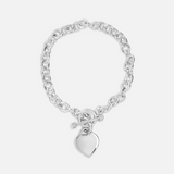 Oval Link Heart Charm Bracelet