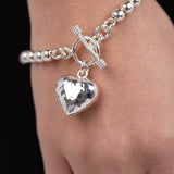 Bead Hammered Heart Bracelet