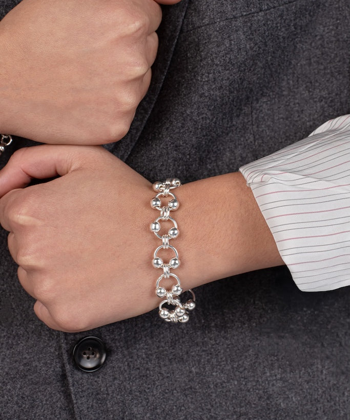 Balls On Rings Bracelet in Sterling Silver