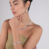 Smooth And Textured Triangle Bracelet in Sterling Silver