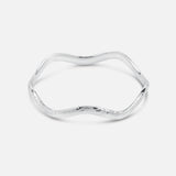 Hammered Wavy Hexagon Bangle in Sterling Silver