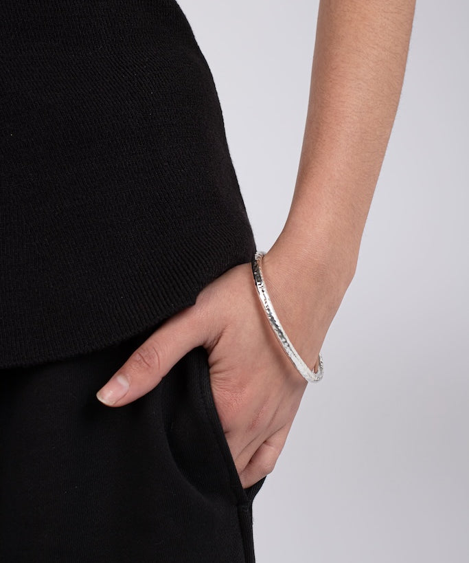 Hammered Silver Oval Bangle