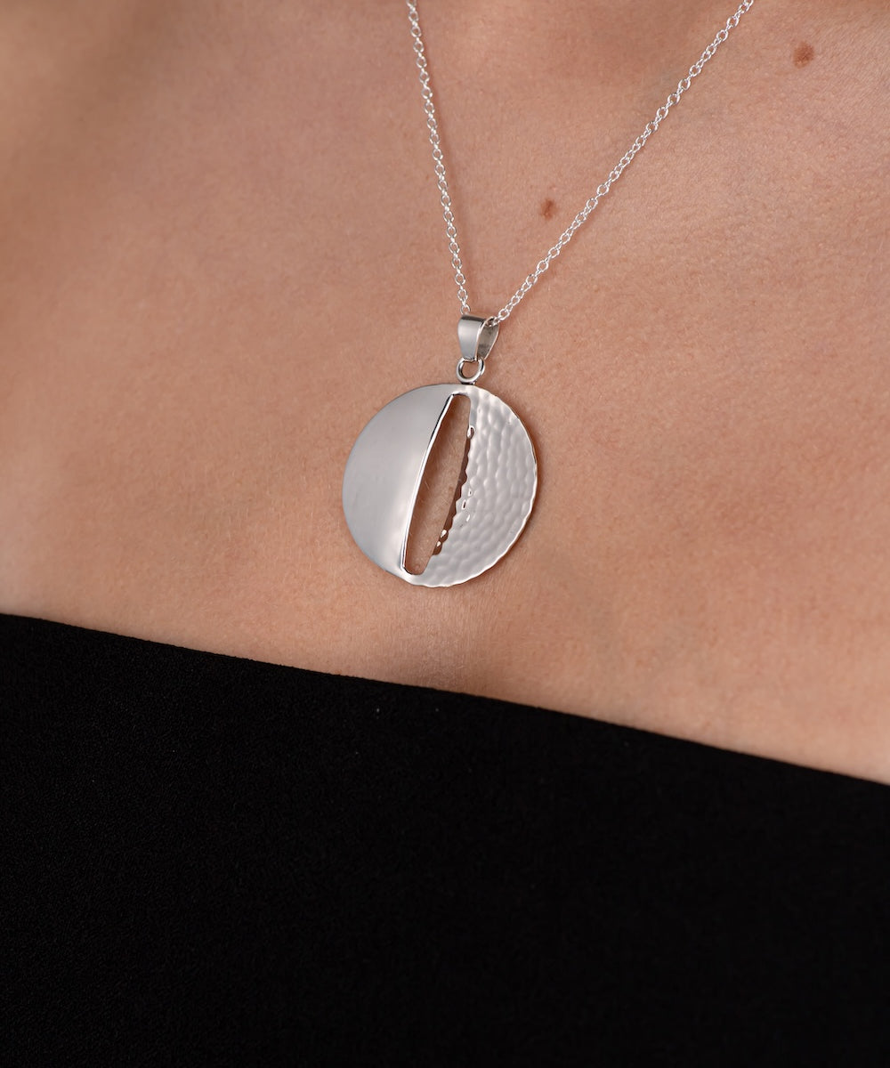 Smooth And Textured Pendant Necklace