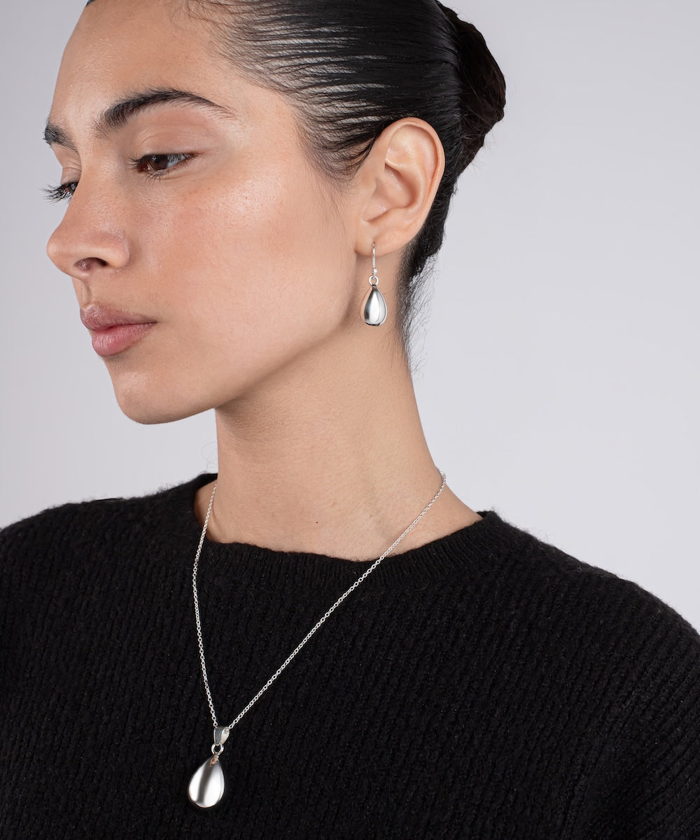 Polished Tear Drop Earrings in Sterling Silver