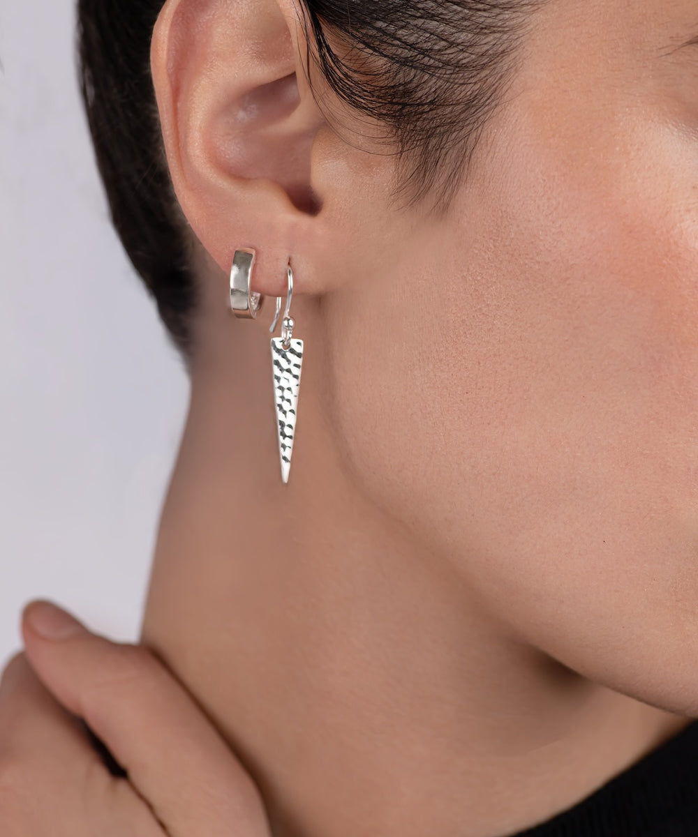 Hammered Triangle Dangly Earrings