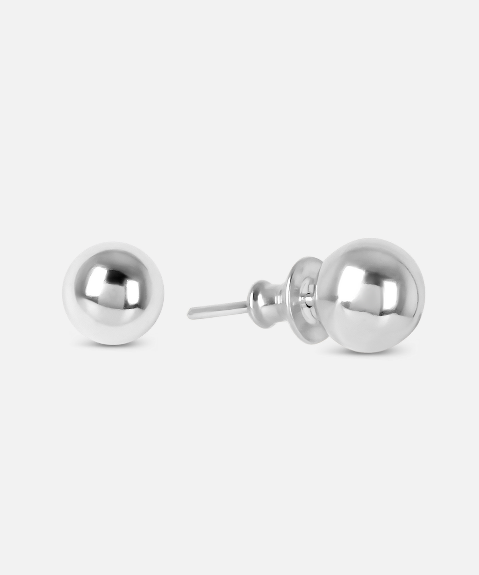A pair of small ball stud earrings made from high-quality sterling silver.