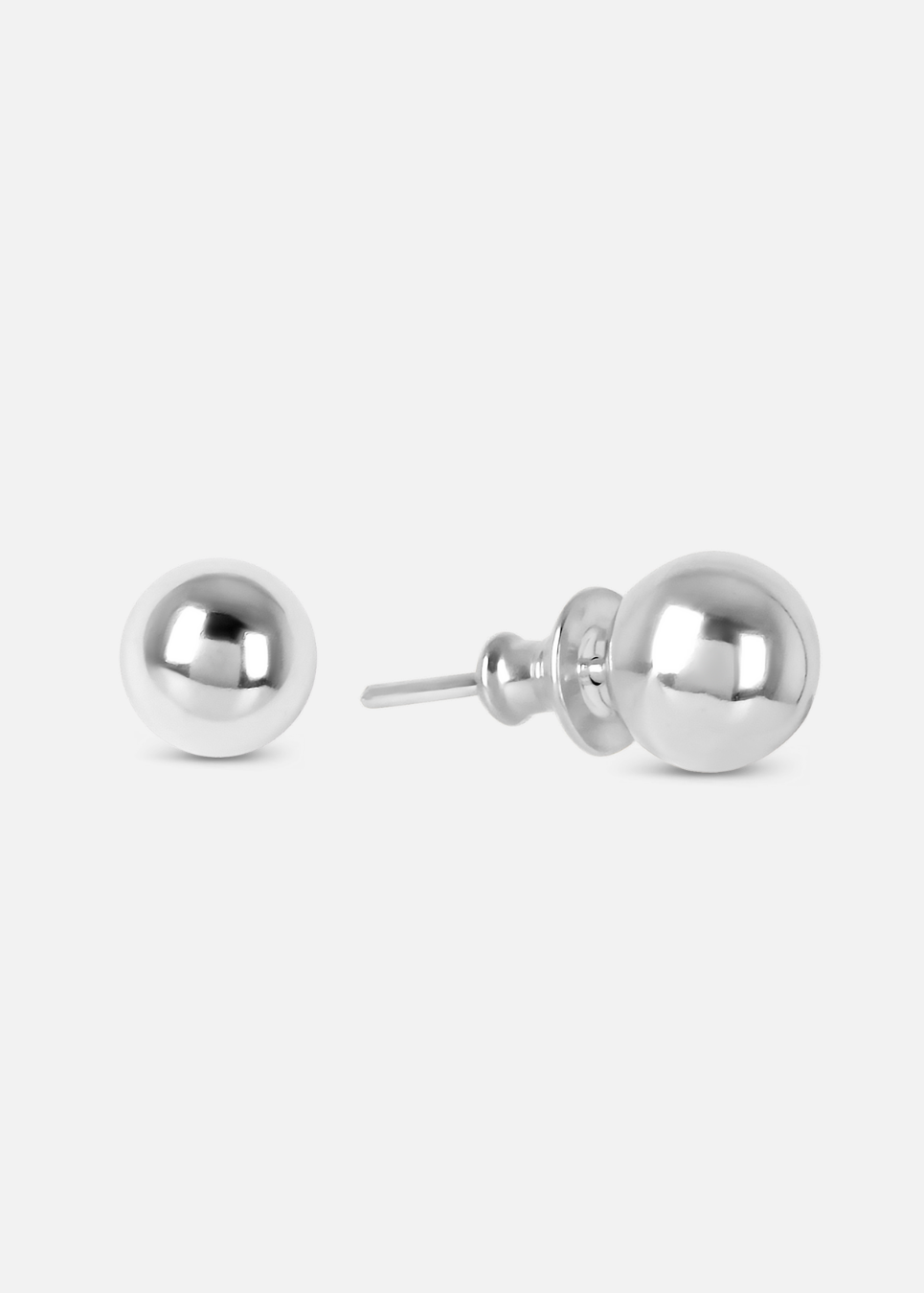 A pair of small ball stud earrings made from high-quality sterling silver.