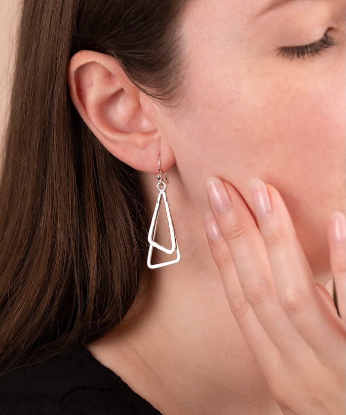 Double Triangle Drop Earrings