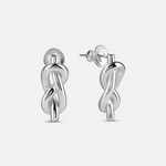 Silver twist earrings on a white background