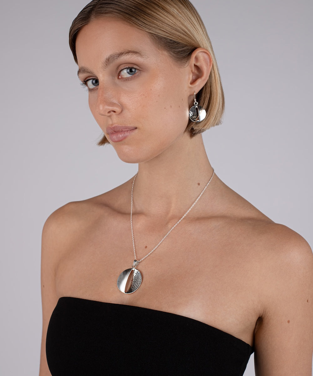 Round Smooth and Textured Drop Earrings
