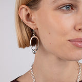 Oval and Ball Drop Earrings in Sterling Silver