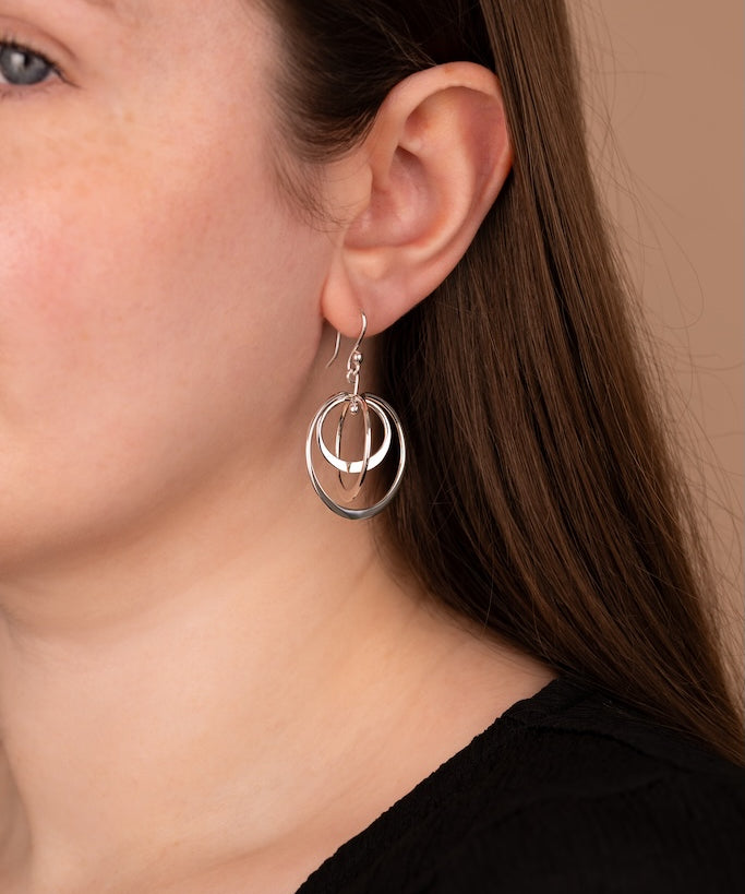 Spinning Hoop Drop Earrings