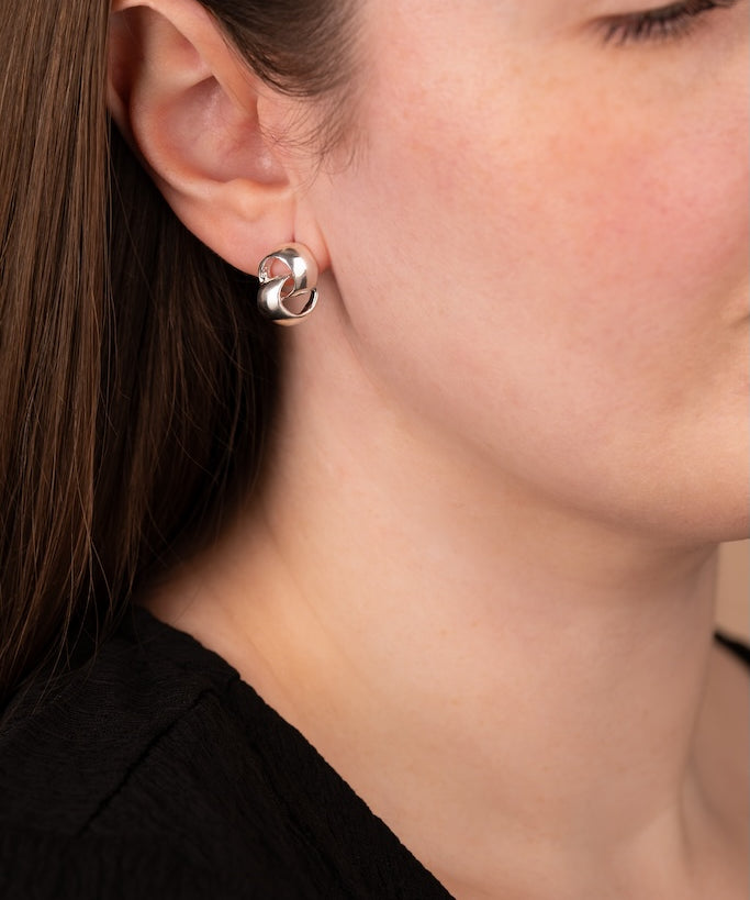 Double Loop Stud Earrings in Sterling Silver