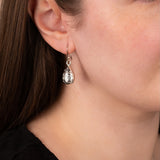 Teardrop with Floral Design Earrings in Sterling Silver