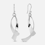 A pair of silver twisted drop earrings.