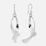 A pair of silver twisted drop earrings.