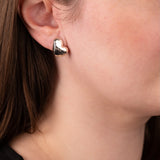 Textured Heart Stud Earrings in Sterling Silver