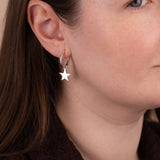 Star Charmed Hoop Earrings in Sterling Silver