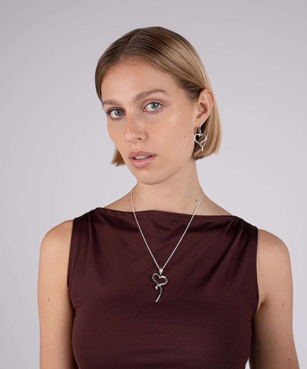 Open Heart Drop Earrings
