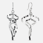 Pair of silver earrings on a white background