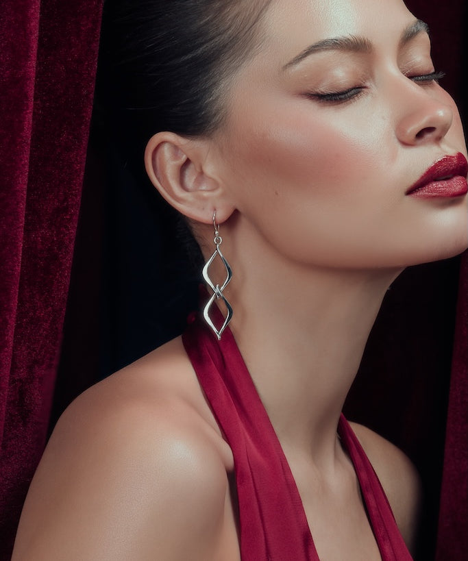 Twist Rhombus Drop Earrings in Sterling Silver