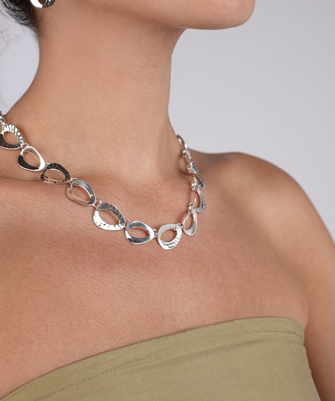 Smooth And Textured Triangle Necklace